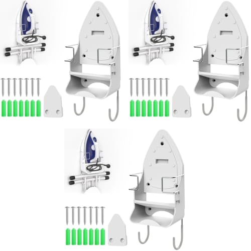 HASTHIP® Wall Mount Iron Board Hanger Electric Holder Storage Organizer with Removable Hooks for Household Bathroom Laundry Room 3 PCS HASTHIP® Wall Mount Iron Board Hanger Electric Holder Storage Organizer with Removable Hooks for Household Bathroom Laundry Room 3 PCS